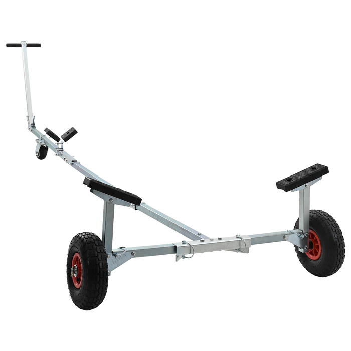 Carrello per barche con 3 ruote, pieghevole e regolabile, 160 kg in acciaio