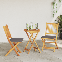 Sedia da giardino pieghevole  con cuscino grigio 2pz in legno massello di acacia