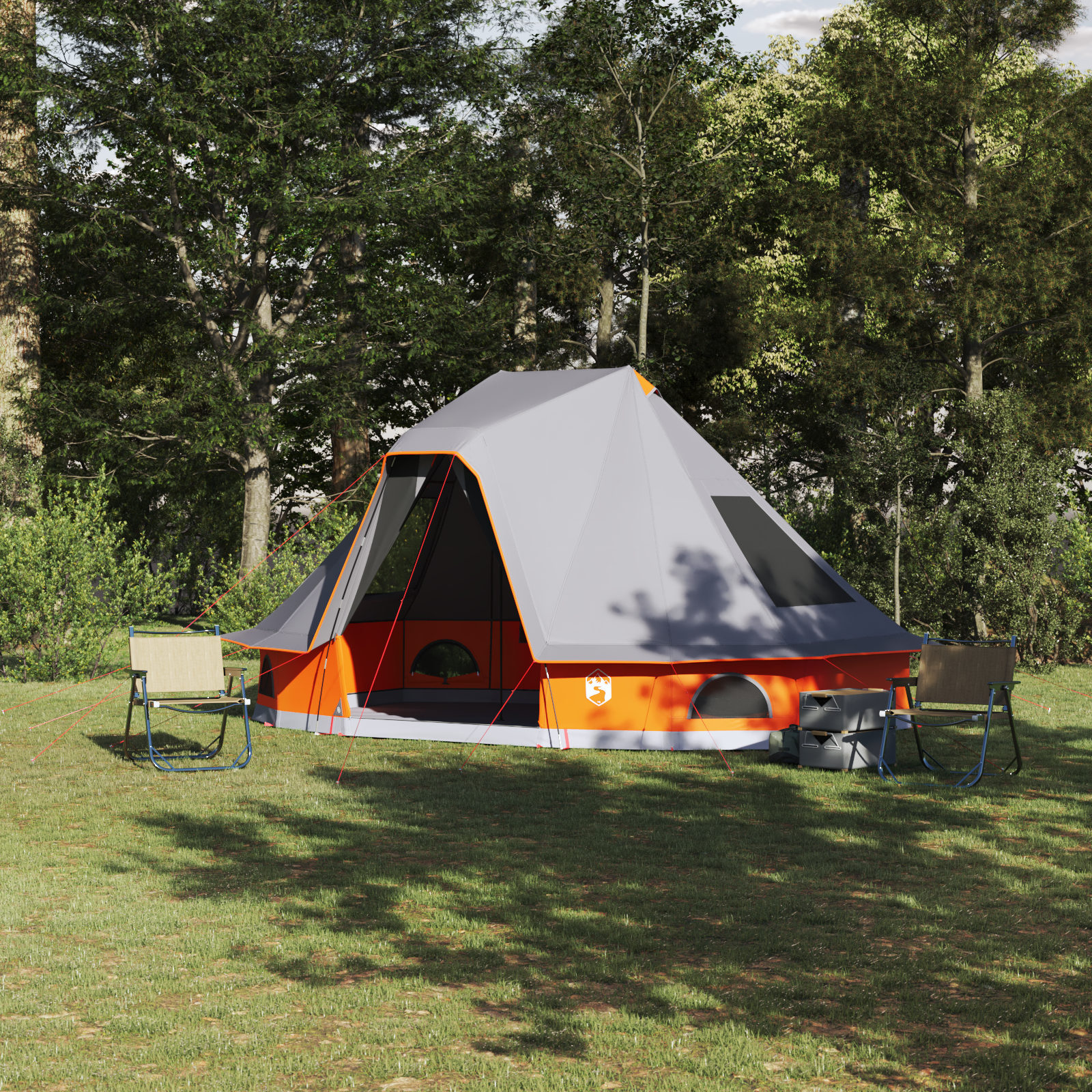 Tenda Familiare Tipi Grigio e Arancione per 6 Persone Impermeabile
