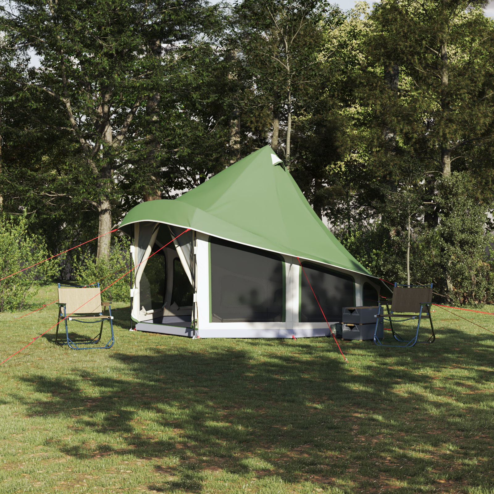 Tenda Familiare Tipi Verde 6 Persone Impermeabile