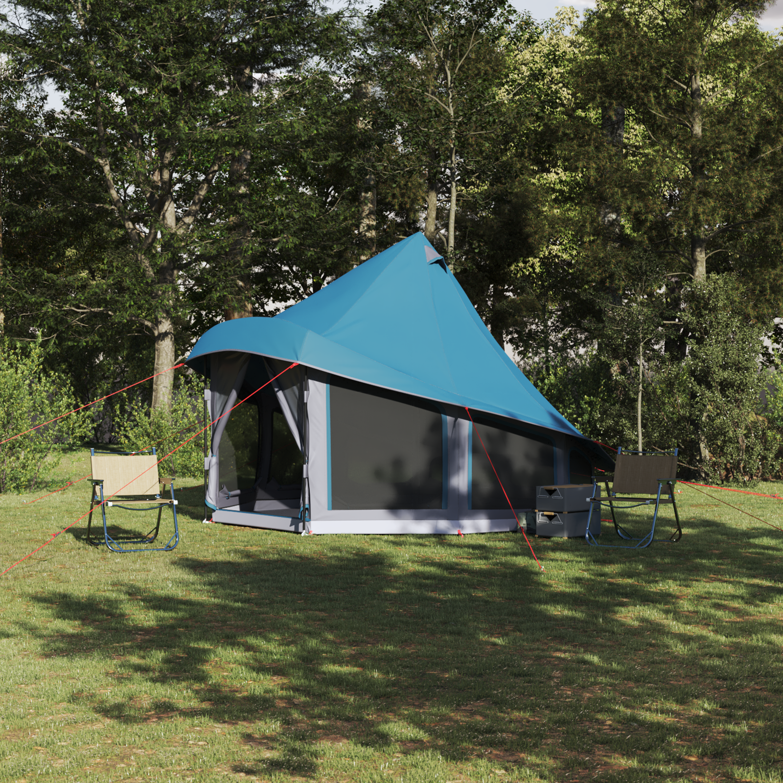Tenda per Famiglie Tipi Blu Impermeabile per 6 Persone
