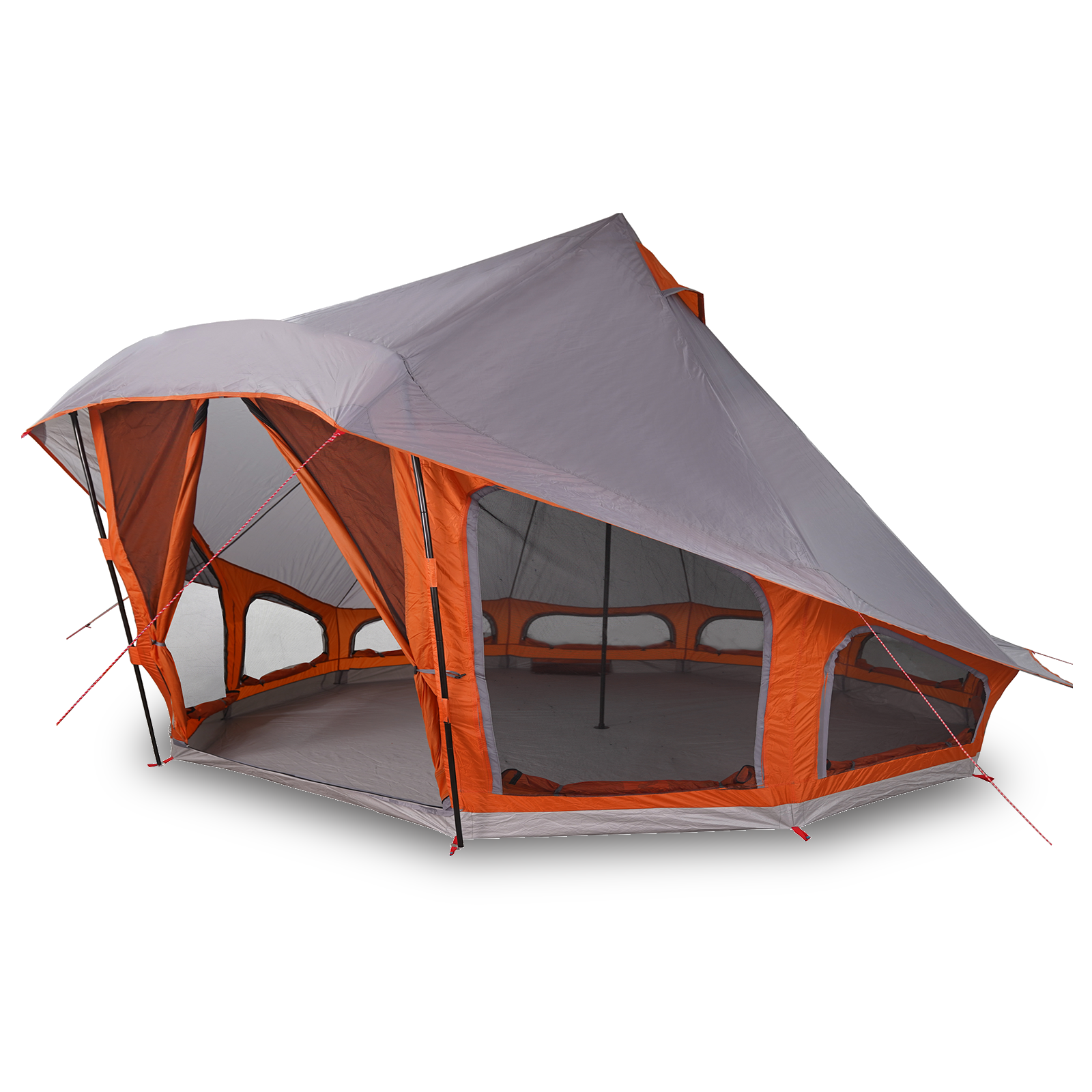 Tenda Familiare Tipi in Grigio e Arancione per 10 Persone - Impermeabile