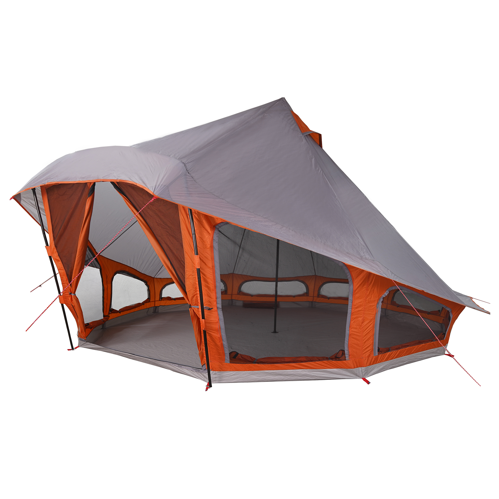 Tenda Familiare Tipi in Grigio e Arancione per 10 Persone - Impermeabile
