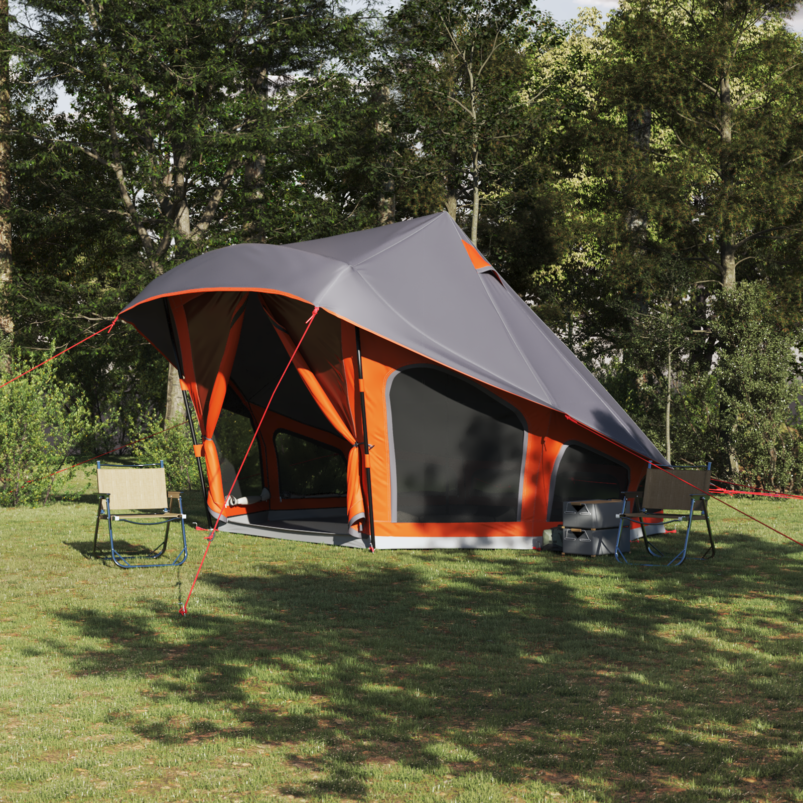Tenda Familiare Tipi in Grigio e Arancione per 10 Persone - Impermeabile