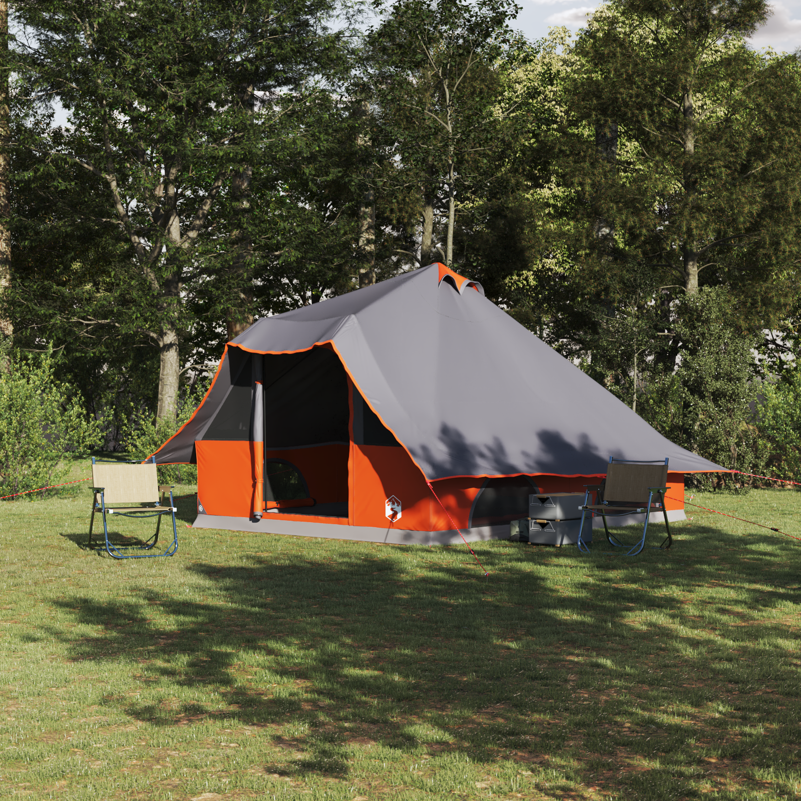 Tenda Familiare Tipi Grigio e Arancione Impermeabile per 8 Persone