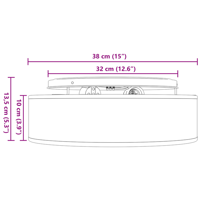 Lampade da soffitto a incasso tortora Ø 38 cm tessuto E27