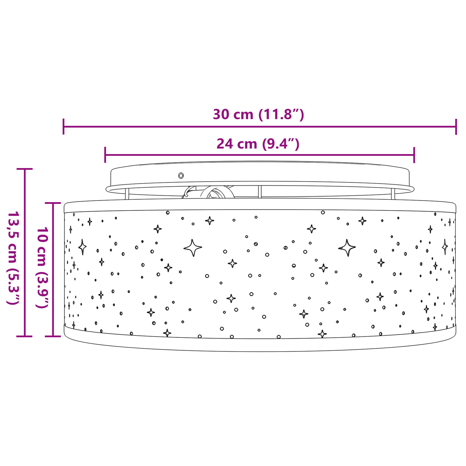 Lampade a soffitto con paralume stellato Grigio Ø 30 cm Tessuto E27