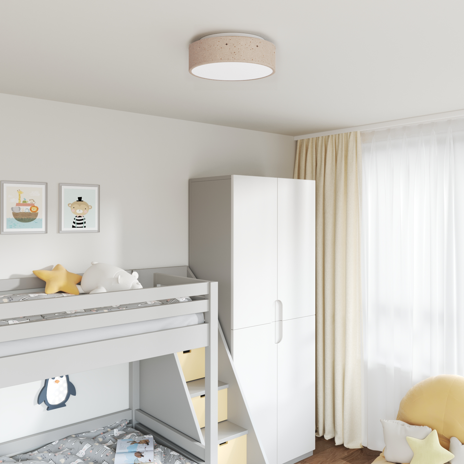 Lampade da soffitto con paralume stellato Tortora Ø 38 cm Tessuto E27
