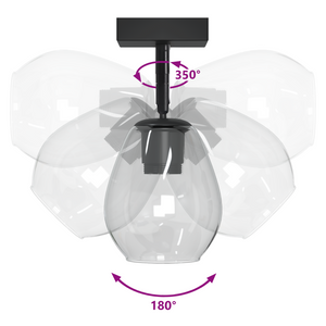 Lampade da soffitto  con paralume in vetro regolabile antracite E27