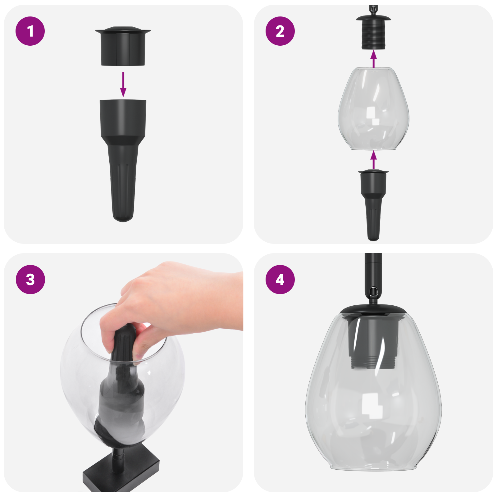 Lampade da soffitto  con paralume in vetro regolabile antracite E27