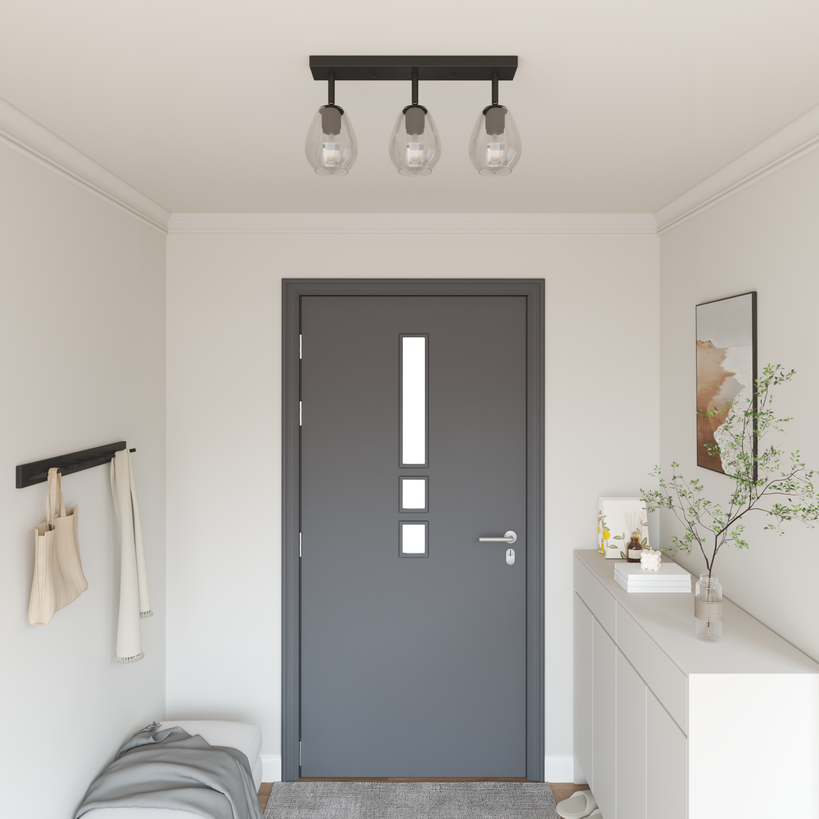 Faretti da soffitto con paralume in vetro regolabile in antracite, E27