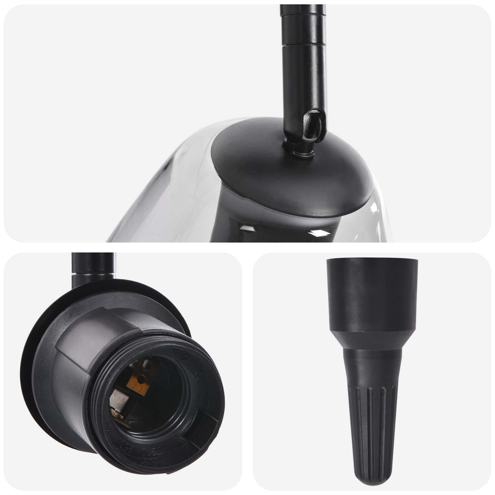 Lampade da soffitto con paralume in vetro regolabile anthracite E27