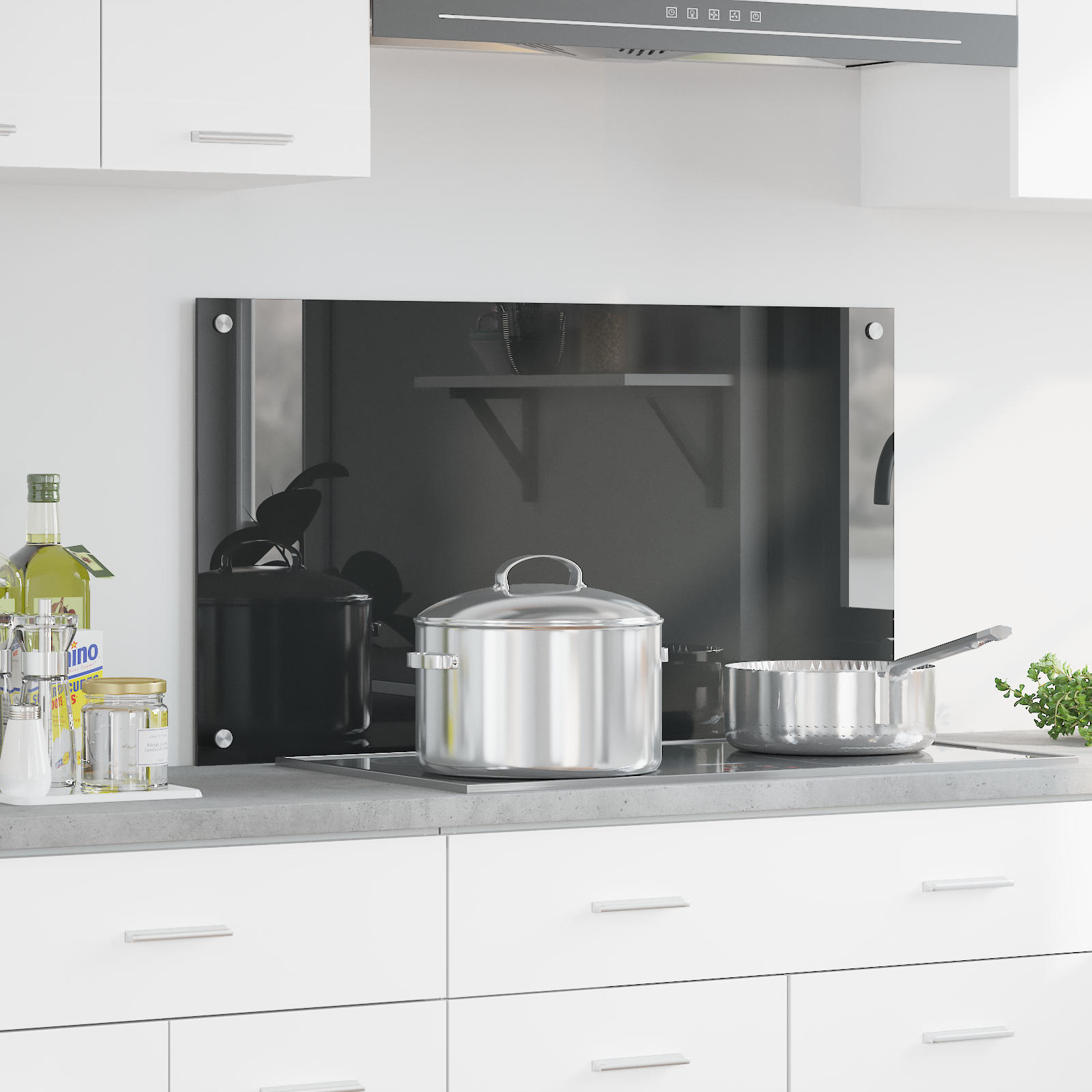 Paravento da Cucina Grigio Scuro 90x50x0,6 cm in Vetro Temperato