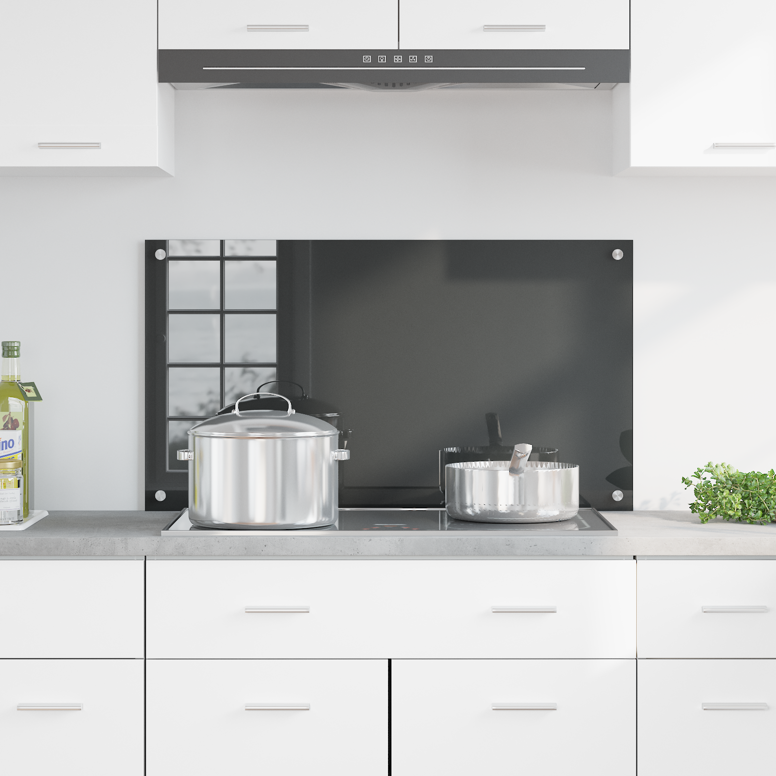 Paravento da Cucina Grigio Scuro 90x50x0,6 cm in Vetro Temperato