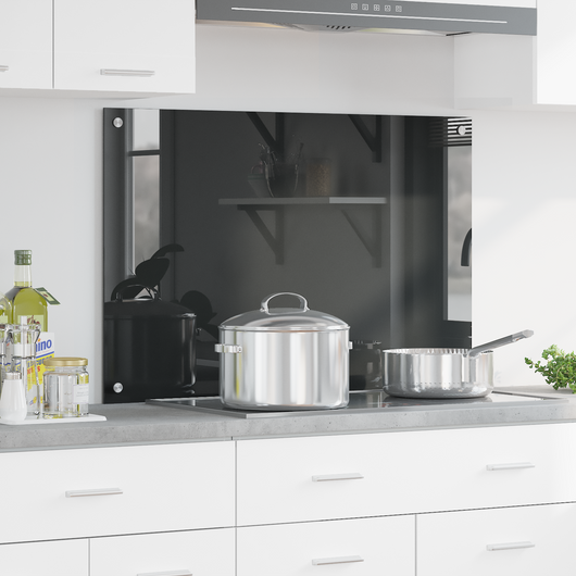 Schienale Cucina Grigio Scuro 90x60x0,6 cm in Vetro Temperato