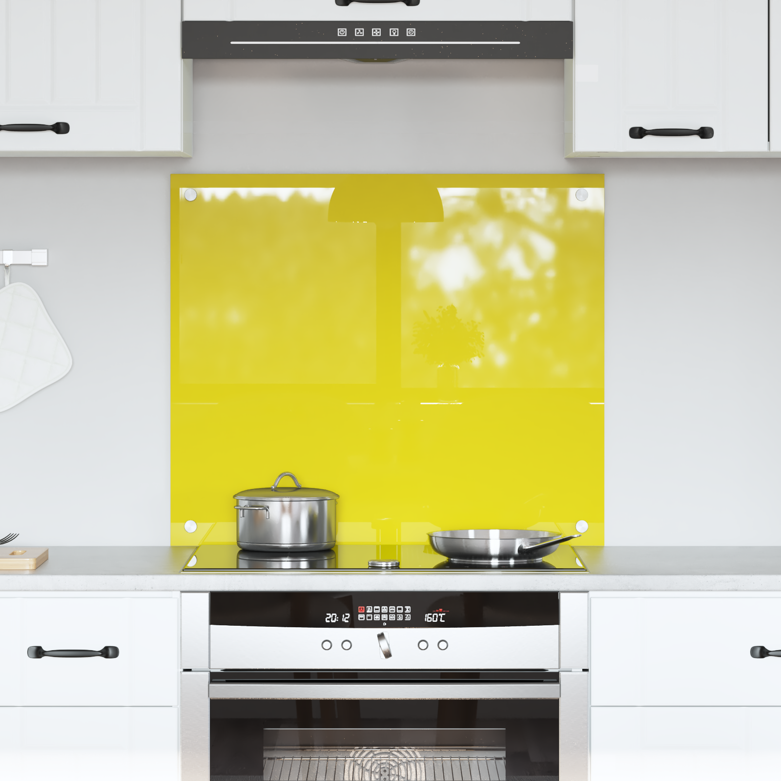 Schienale da Cucina Giallo 70x60x0,6 cm in Vetro Temperato -