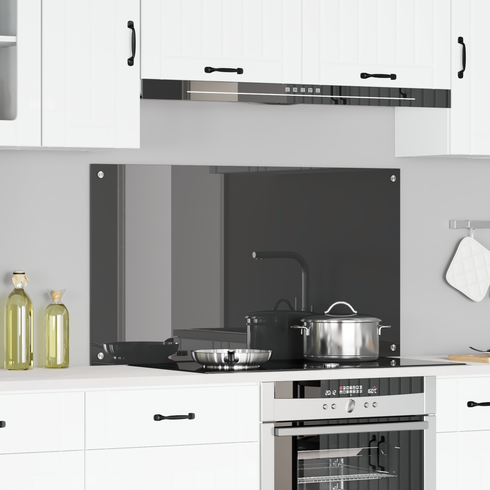 Schienale da cucina  grigio scuro 110x60x0,6 cm in vetro temperato