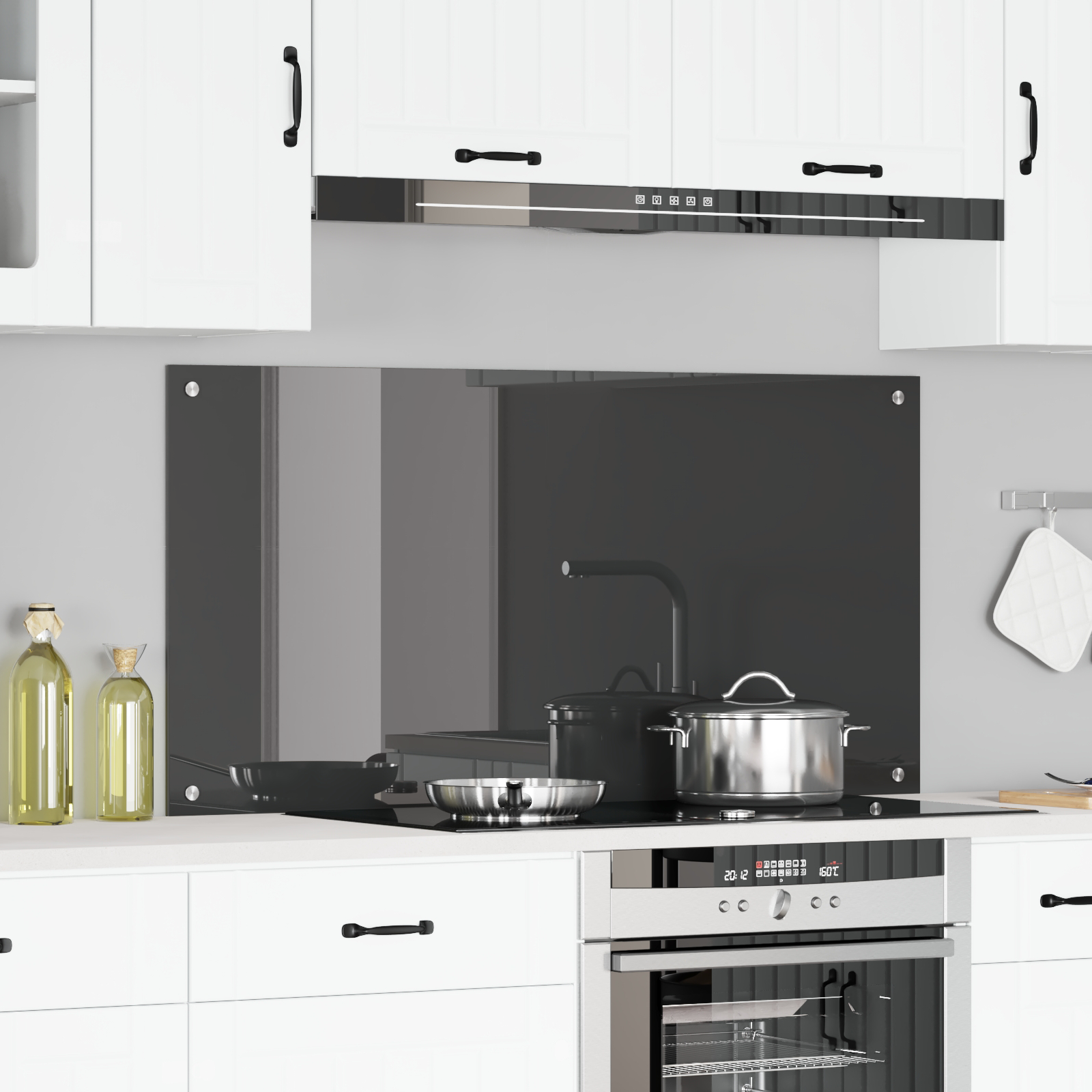 Rivestimento per Cucina Grigio Scuro 120x60x0,6 cm in Vetro Temperato