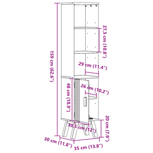 Mobile da bagno  Marrone 35x30x159 cm in legno massello di pino
