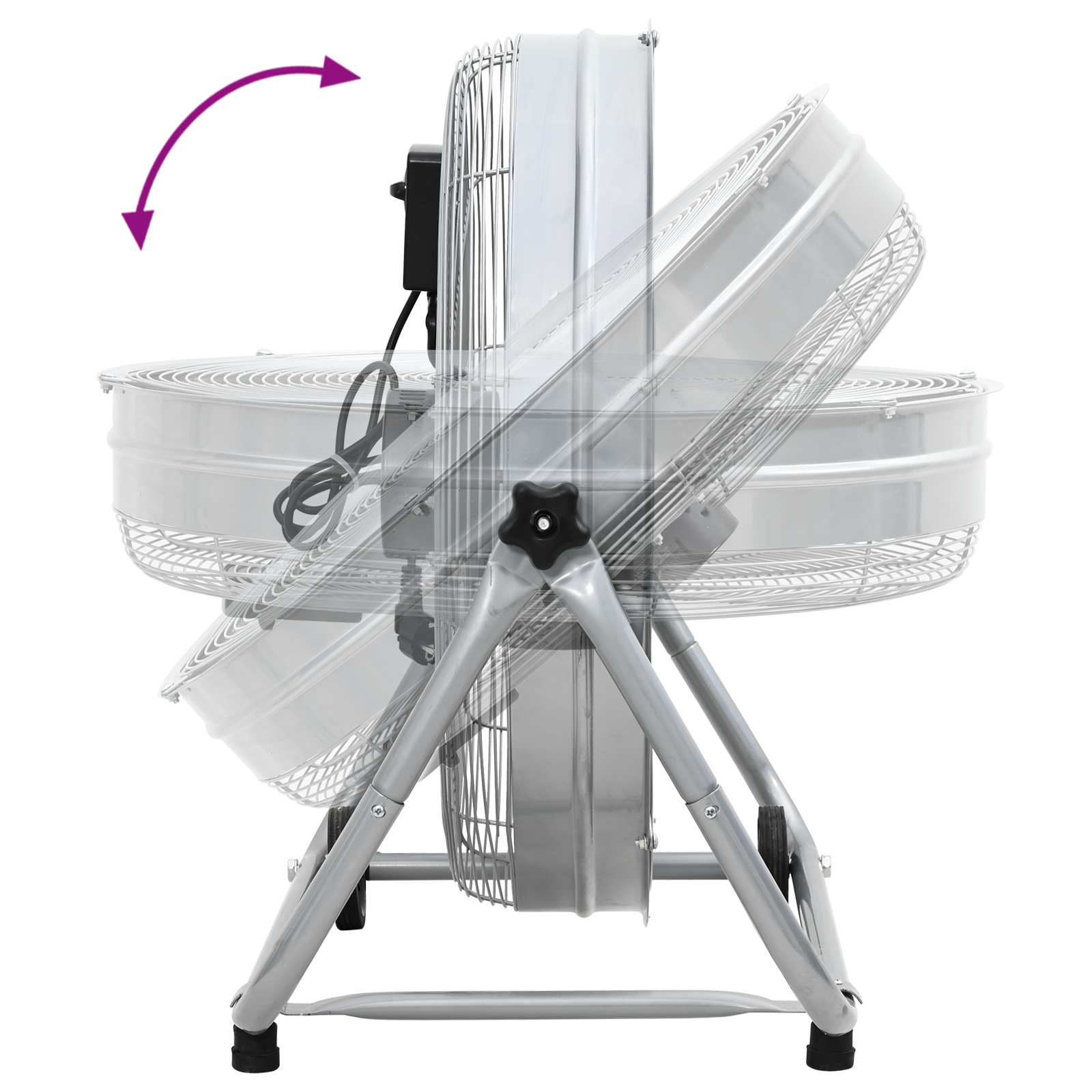 Ventilatore a tamburo  con ruote 3 velocità Argento ?64 cm