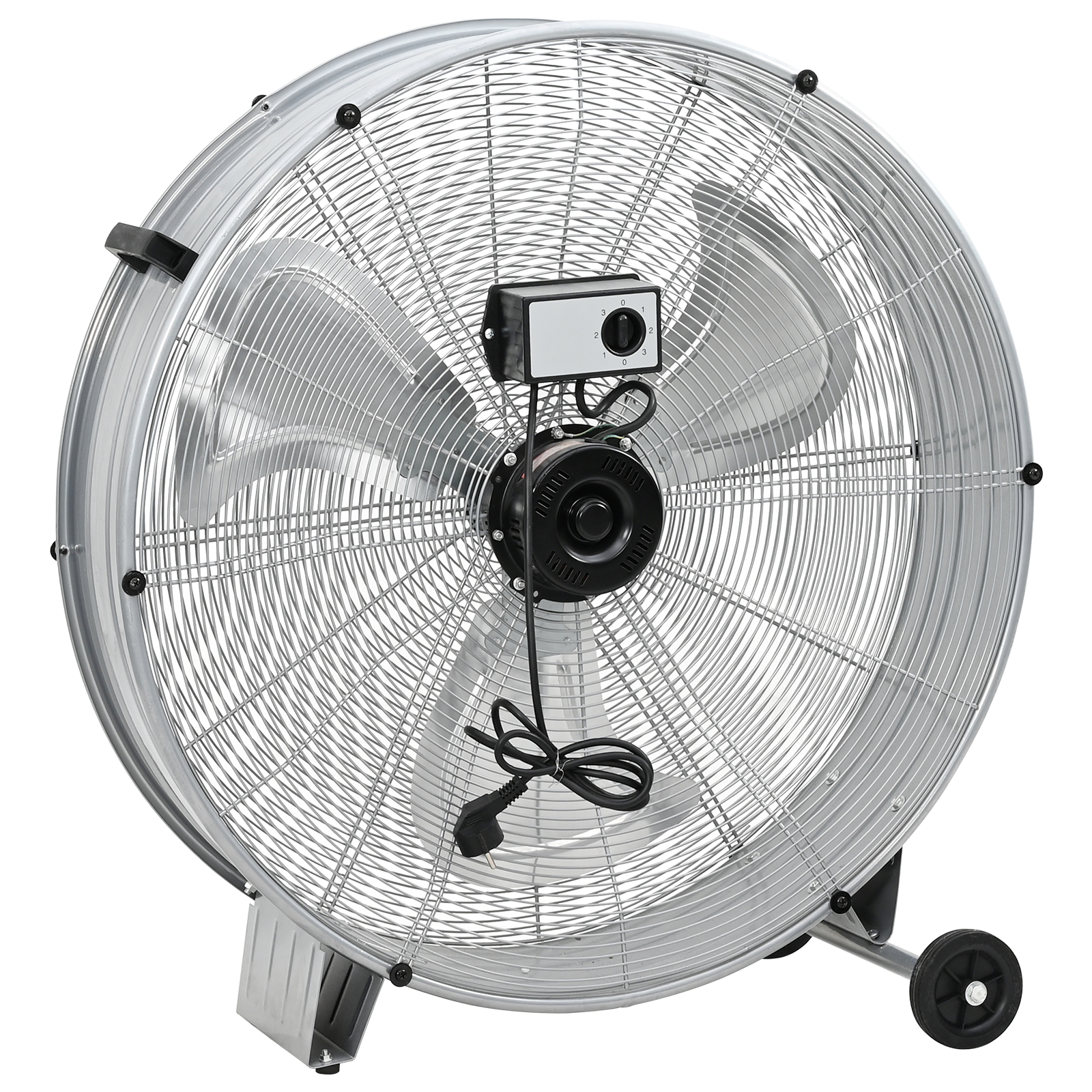 Ventilatore a tamburo  con ruote, 3 velocità, argento, ?77 cm