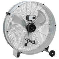 Ventilatore a tamburo  con ruote, 3 velocità, argento, ?77 cm