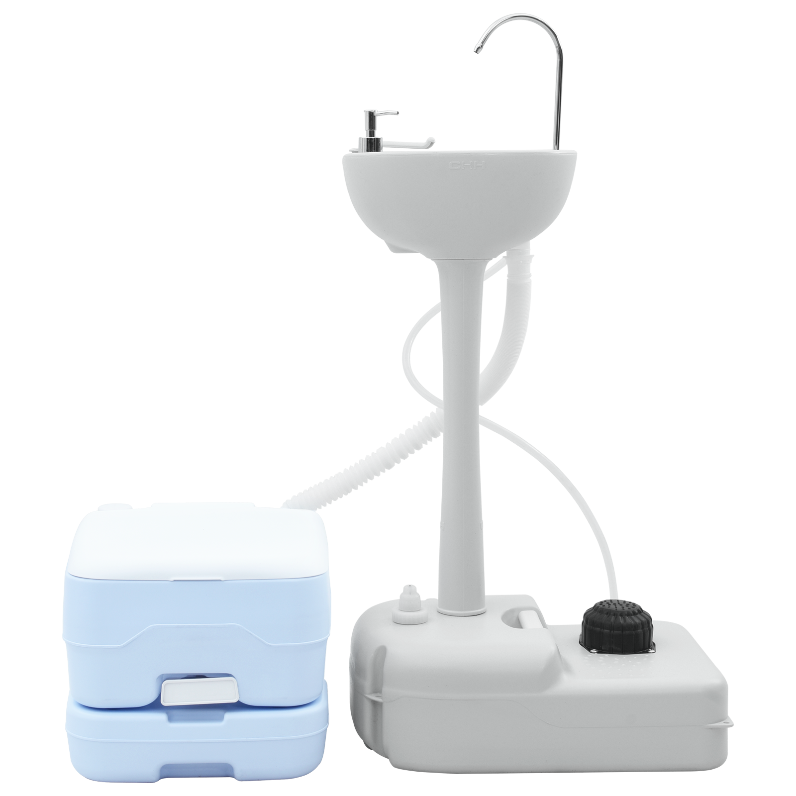 Toiletta da Campeggio corpo blu chiaro + coperchio bianco