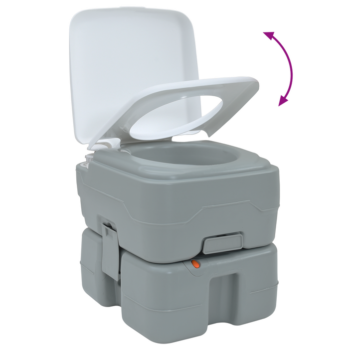 Toilette da Campeggio Portatile Grigio 10L Acqua Fresca 20L Serbatoio di Scarico