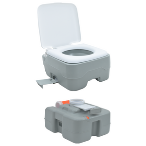 Toilette da Campeggio Portatile Grigio 10L Acqua Fresca 20L Serbatoio di Scarico