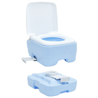 Toilette da Campeggio Portatile Blu, Serbatoio Acqua Fresca 10L e Serbatoio Rifiuti 10L
