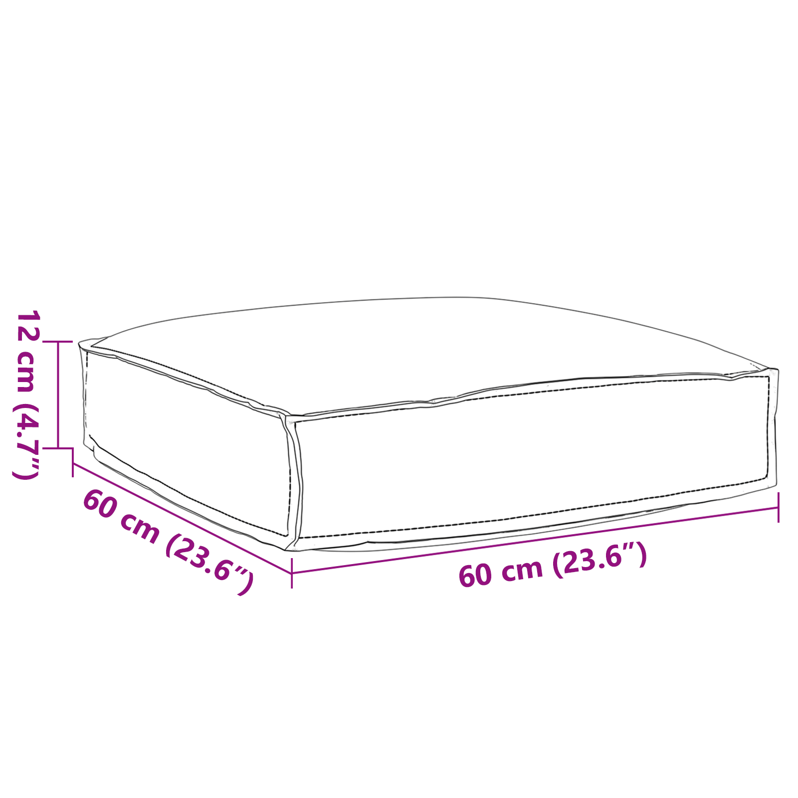 Cuscino per Pallet per Sedia Grigio 60x60x12 cm Tessuto Oxford