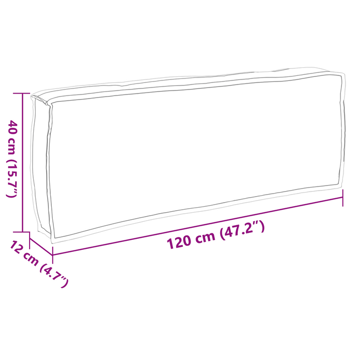 Cuscino per schienale Antracite 120x40x12 cm in tessuto Oxford