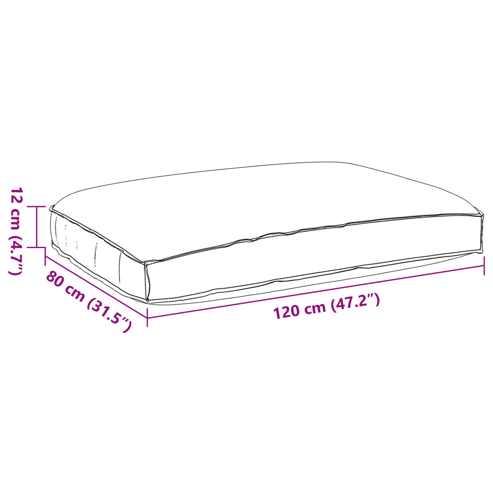 Cuscino per Pallet per Sedia Tortora 120x80x12 cm in Tessuto Oxford