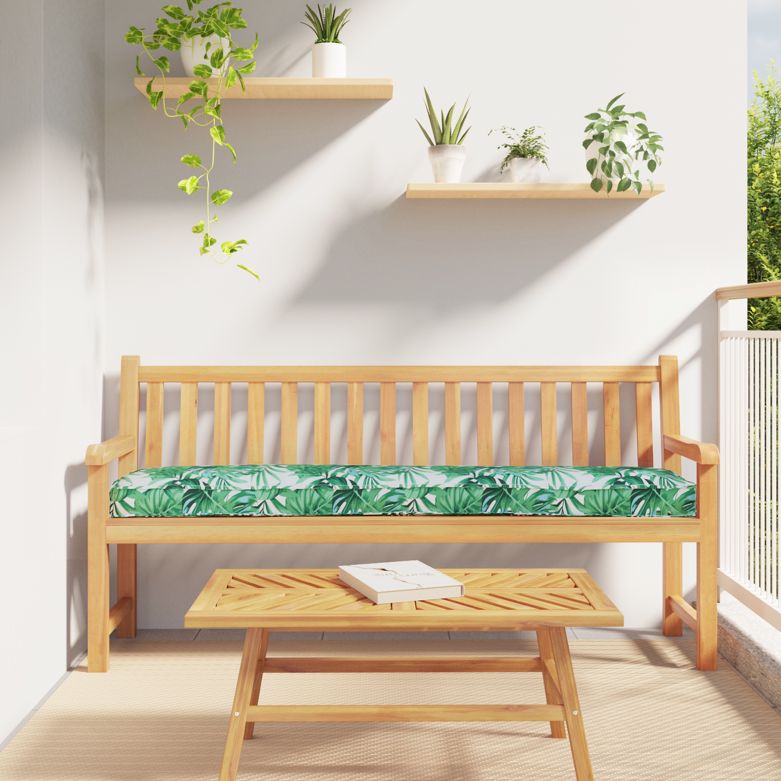 Cuscino per Pallet per Panchina Fantasia a Foglia 180x40x8 cm Tessuto Oxford