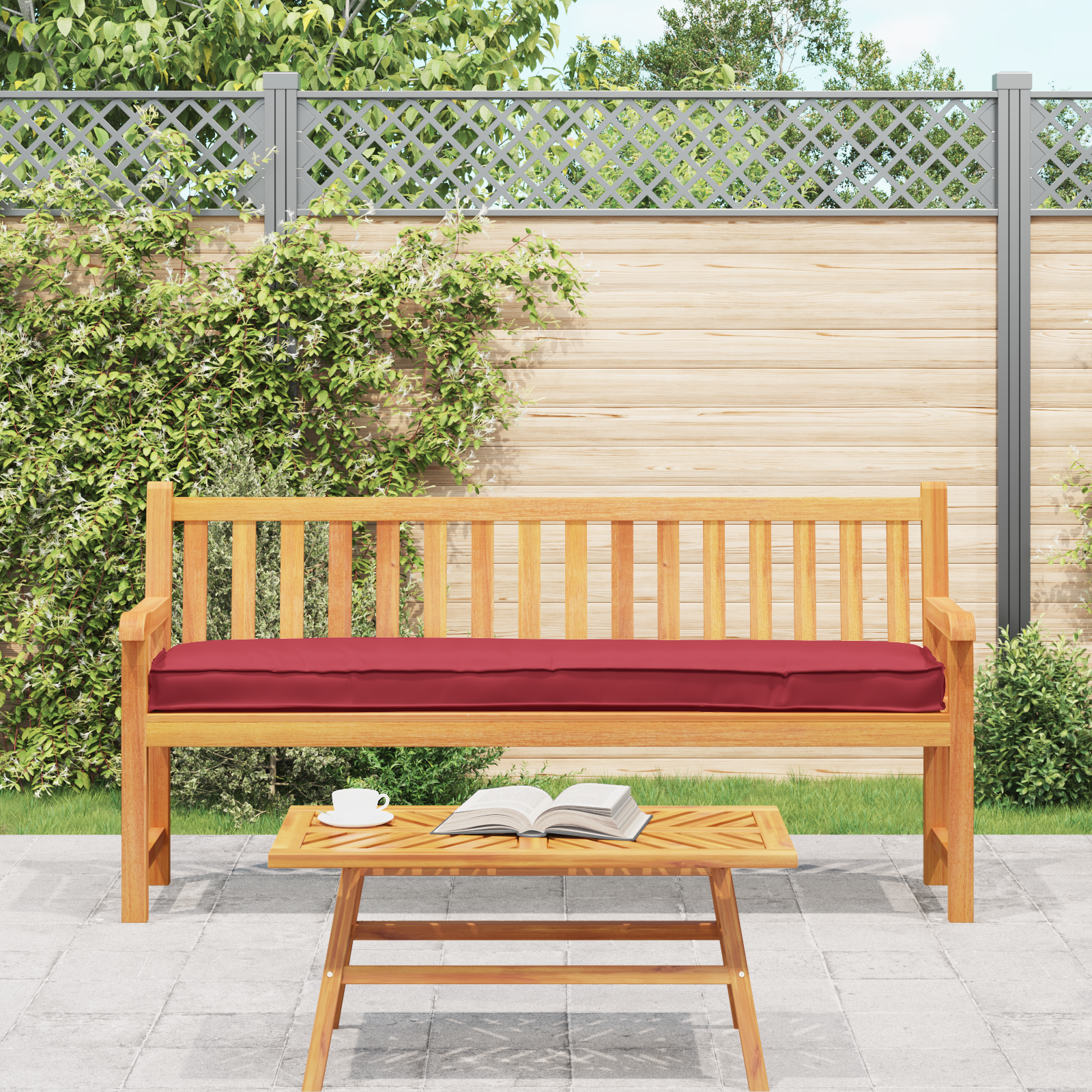 Cuscino per panca Rosso vino 200x40x8 cm Tessuto Oxford