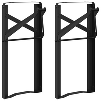 Gambe per panchina da birra 2 pcs Pieghevoli Nero Acciaio zincato