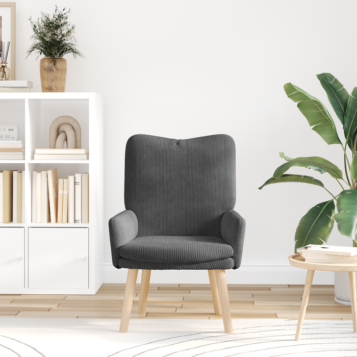 Poltrona Rilassante in Tessuto Corduroy Grigio Scuro