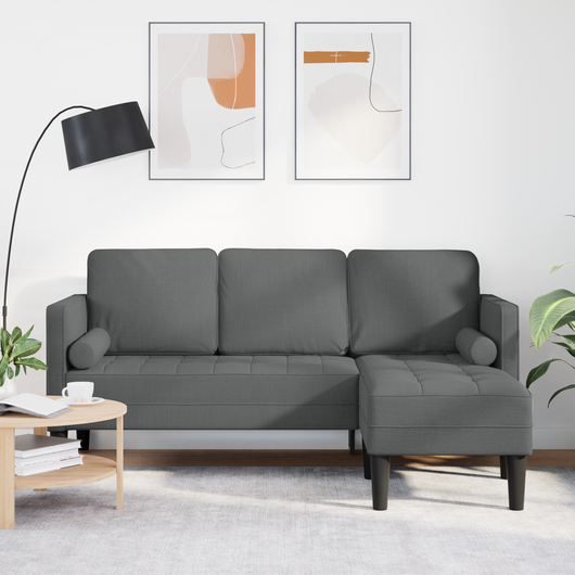 Divano angolare 3 posti  Grigio scuro 160 cm in tessuto