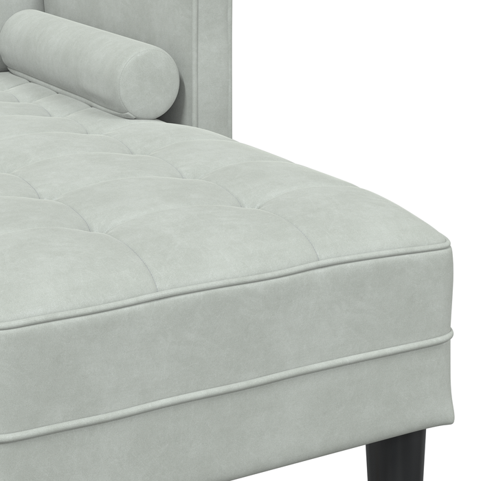 Sofa 3 posti con chaise lunga L grigio chiaro 160 cm in velluto