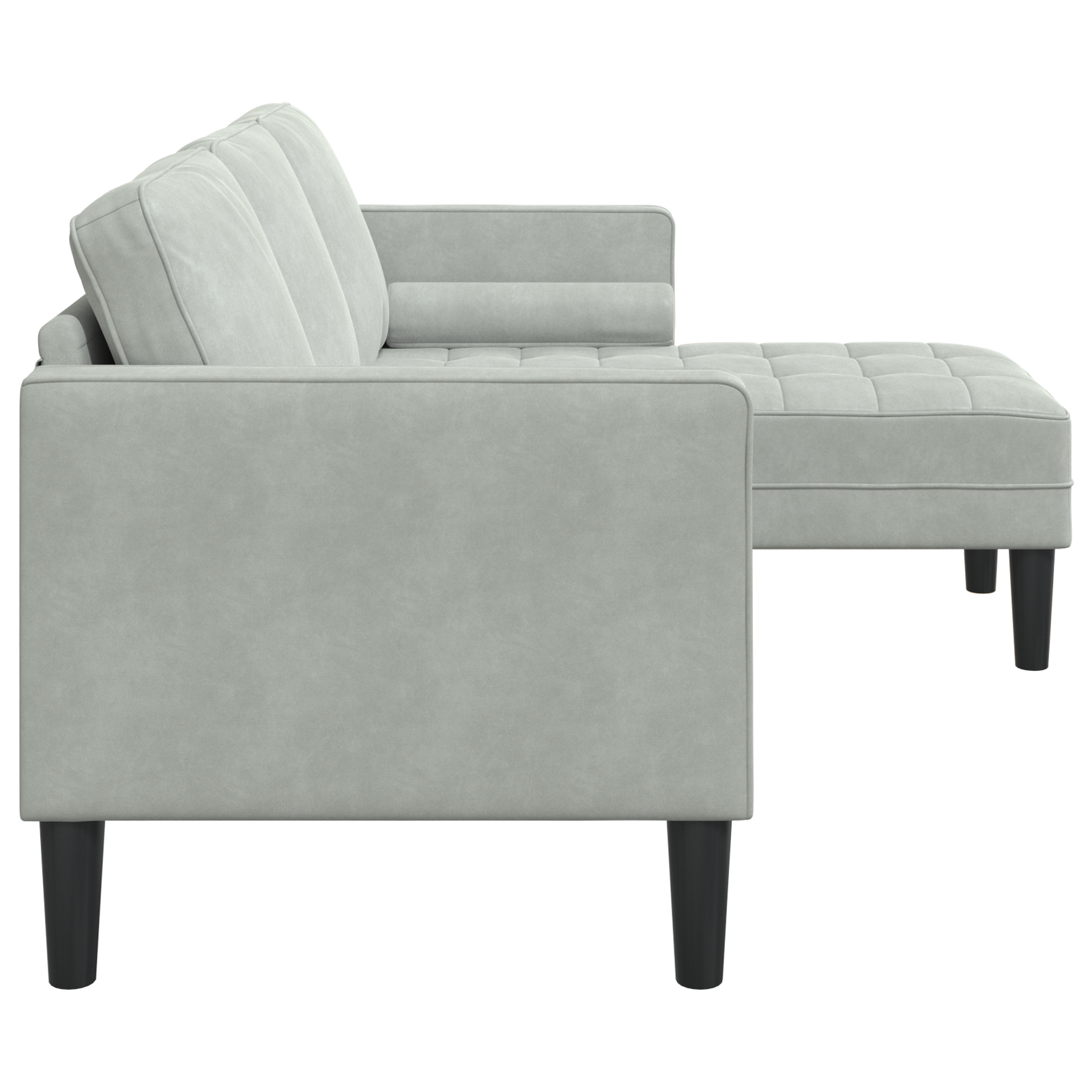 Sofa 3 posti con chaise lunga L grigio chiaro 160 cm in velluto