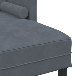 Sofa a 3 posti con chaise longue L grigio scuro in velluto 160 cm