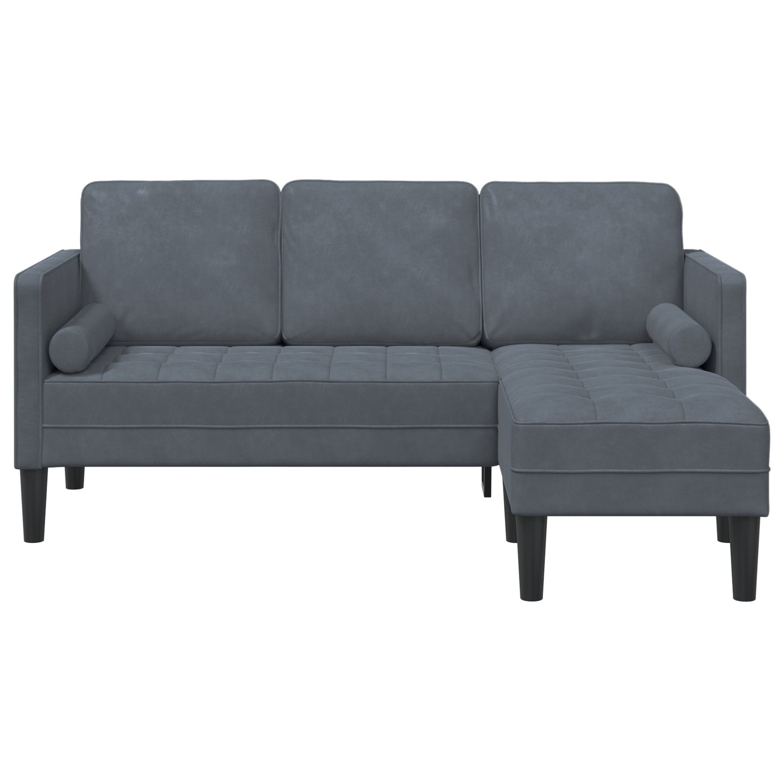 Sofa a 3 posti con chaise longue L grigio scuro in velluto 160 cm