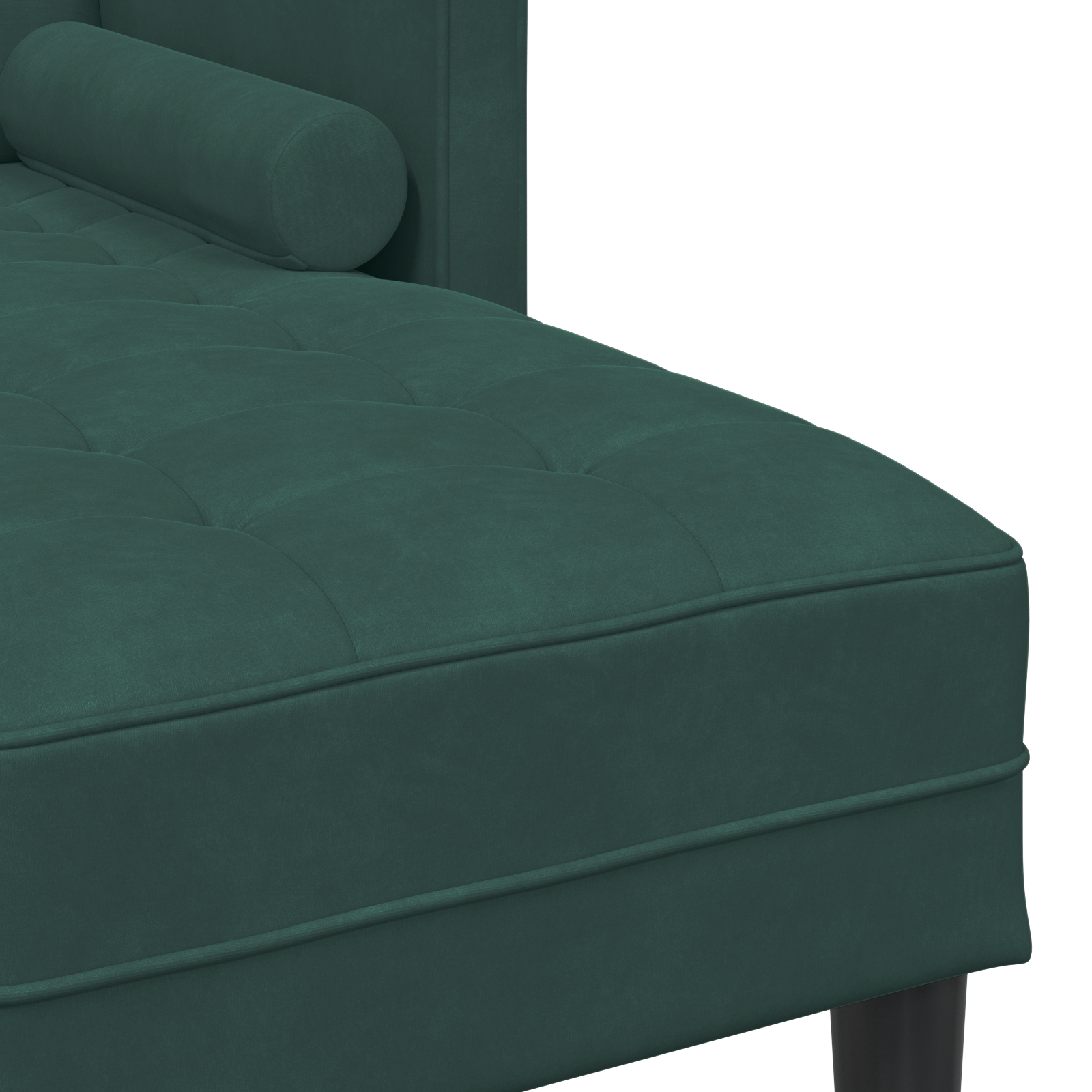 Divano 3 posti con chaise longue L verde scuro 160 cm in velluto