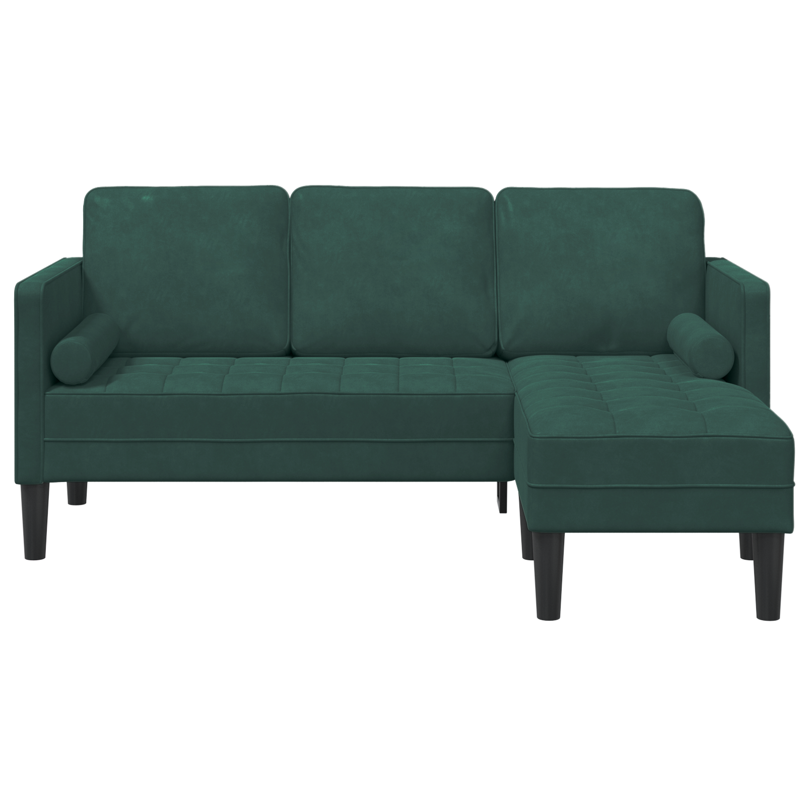 Divano 3 posti con chaise longue L verde scuro 160 cm in velluto