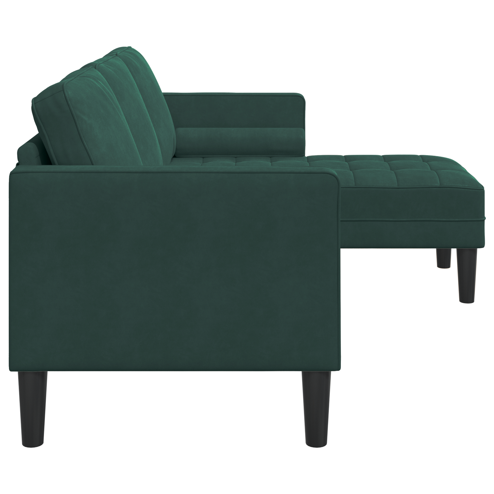 Divano 3 posti con chaise longue L verde scuro 160 cm in velluto