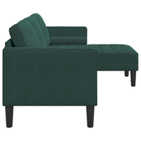 Divano 3 posti con chaise longue L verde scuro 160 cm in velluto