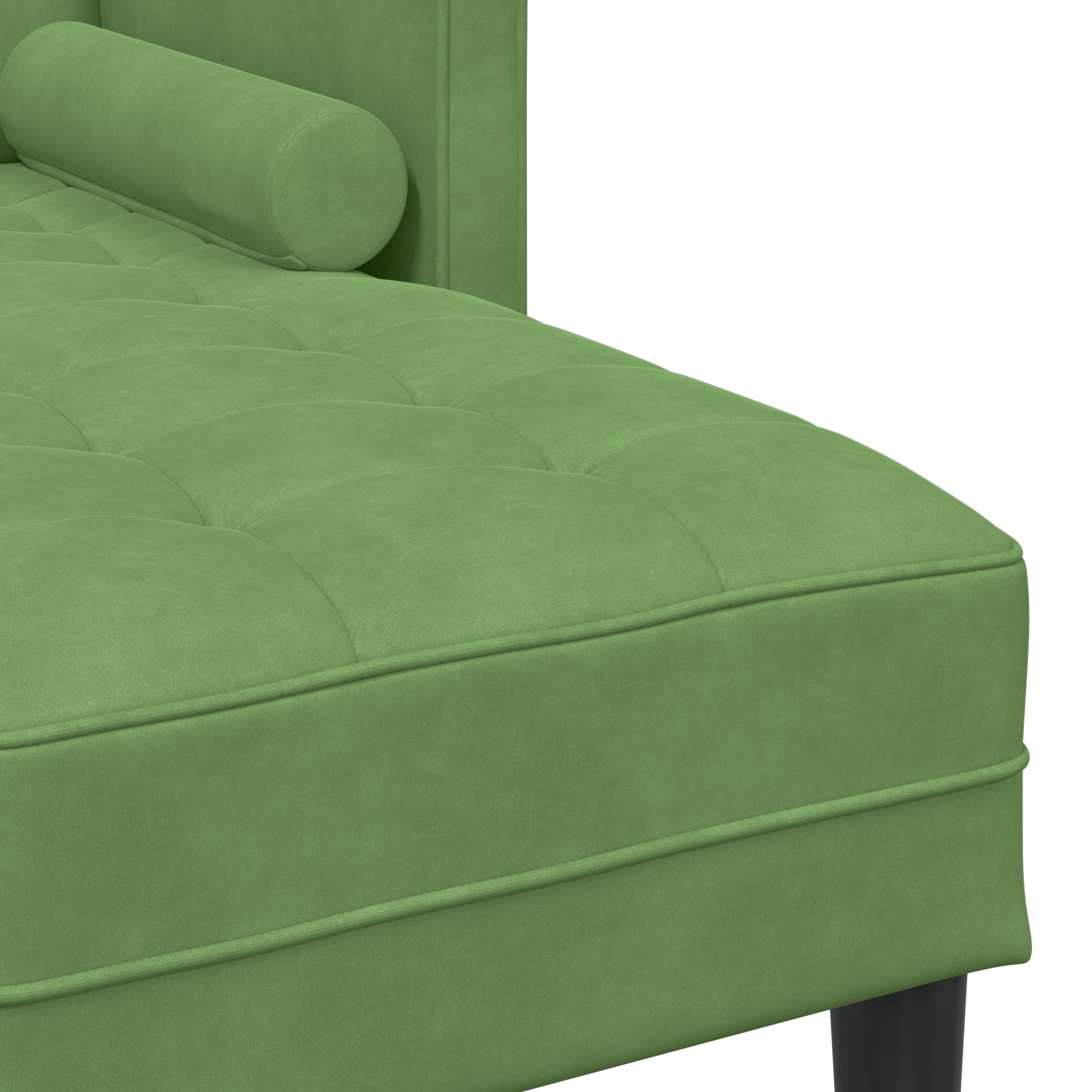 Divano a 3 posti con chaise longue L verde chiaro 160 cm in velluto