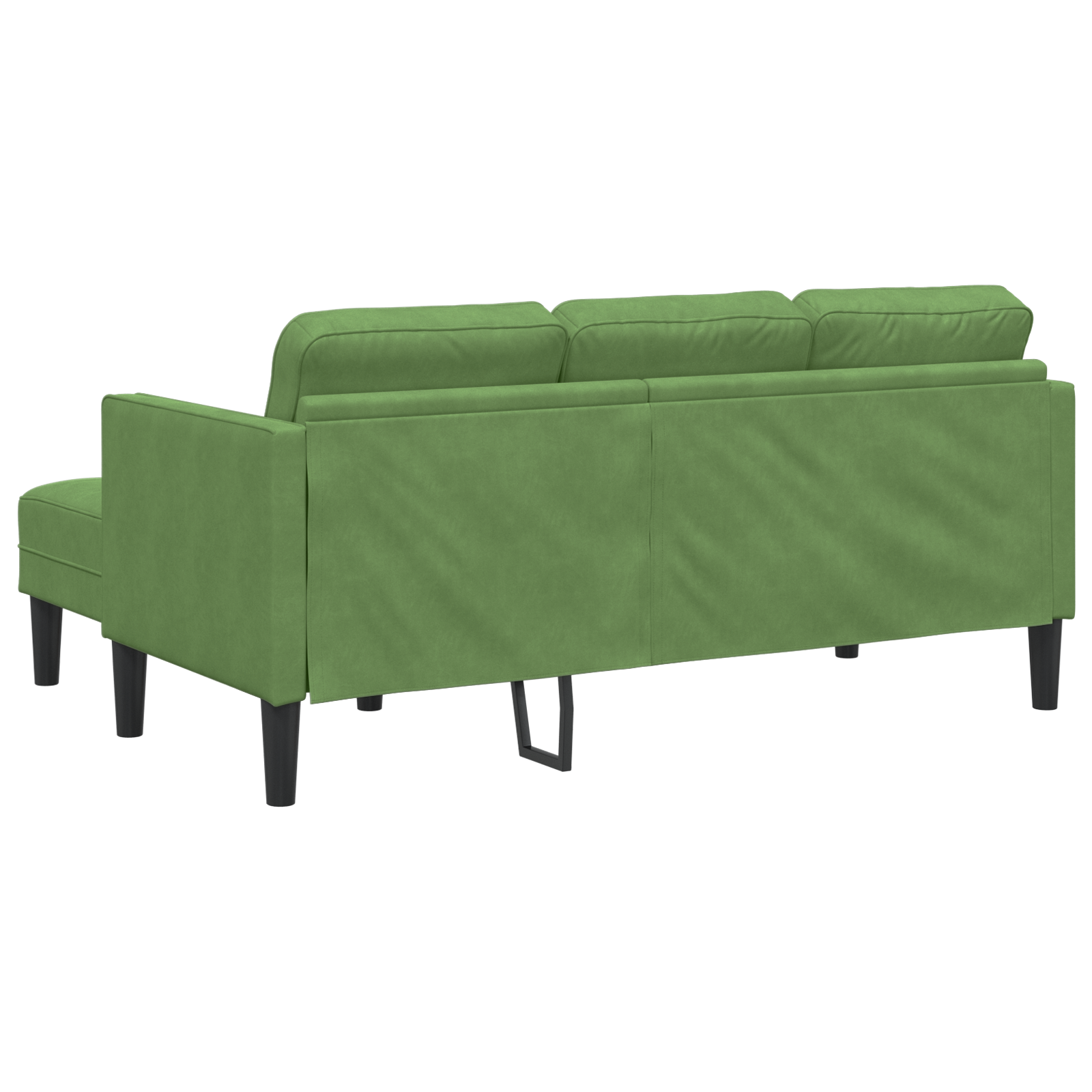 Divano a 3 posti con chaise longue L verde chiaro 160 cm in velluto