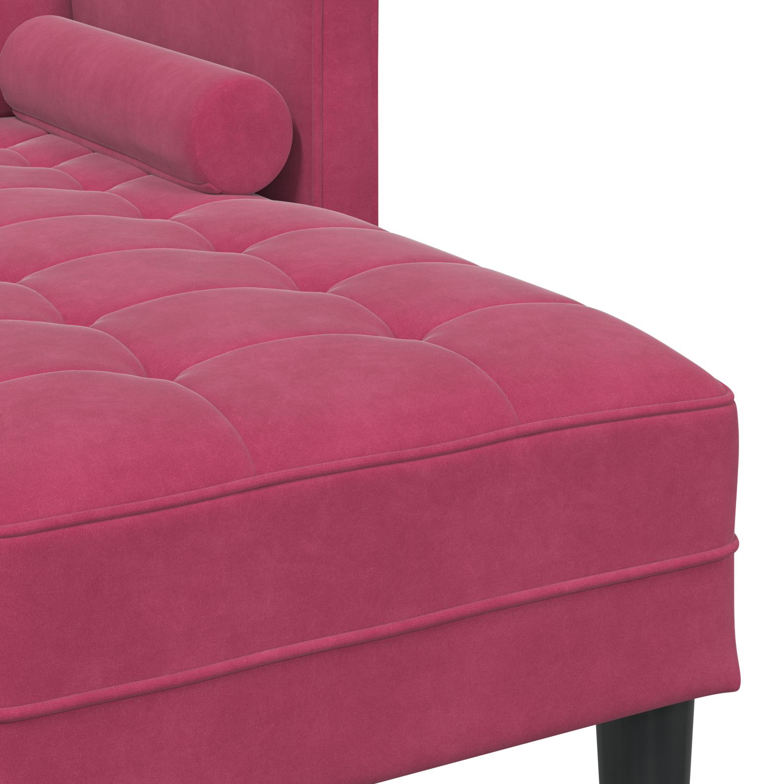 Divano 3 Posti con Chaise L-shaped Rosso Vino 160 cm in Velluto