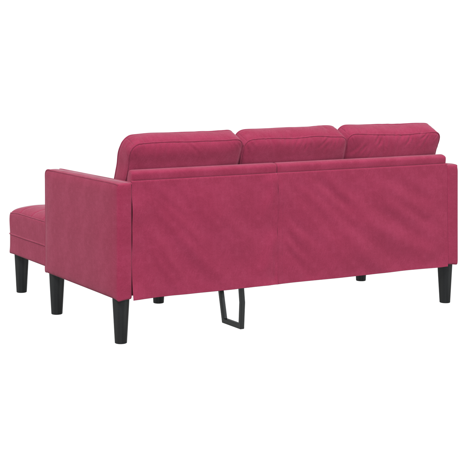 Divano 3 Posti con Chaise L-shaped Rosso Vino 160 cm in Velluto